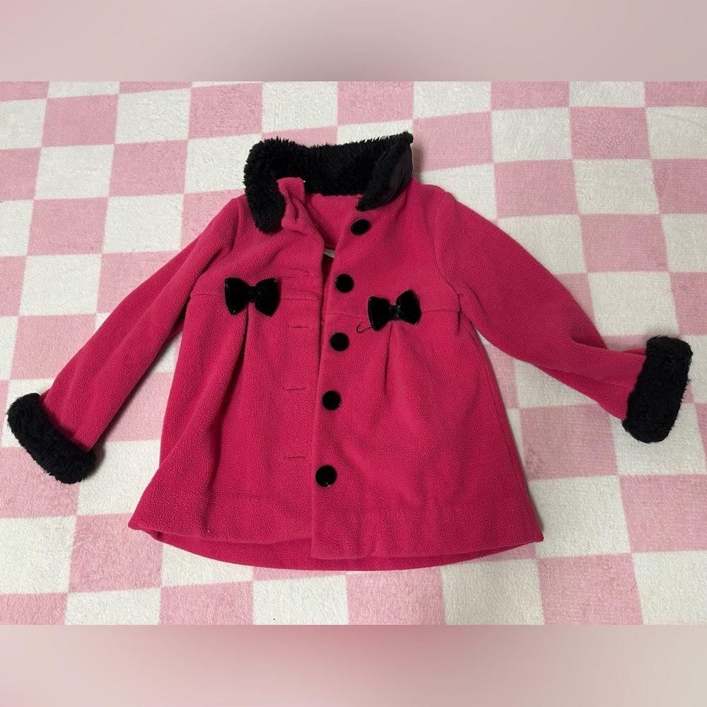 Savannah Pink Pea Coat with Black Accents